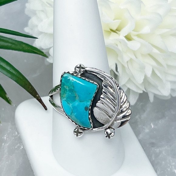 Sterling Silver 925 Turquoise Ring Size 9 Native Southwest Style New - Picture 2 of 8